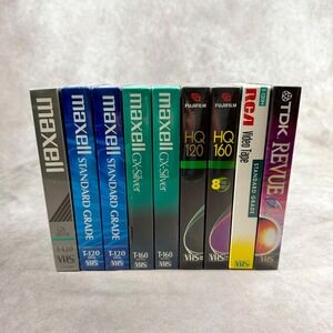Lot of 9 VHS Tapes Maxell Fuji RCA TDK Standard Grade HQ GX Silver New Unopened